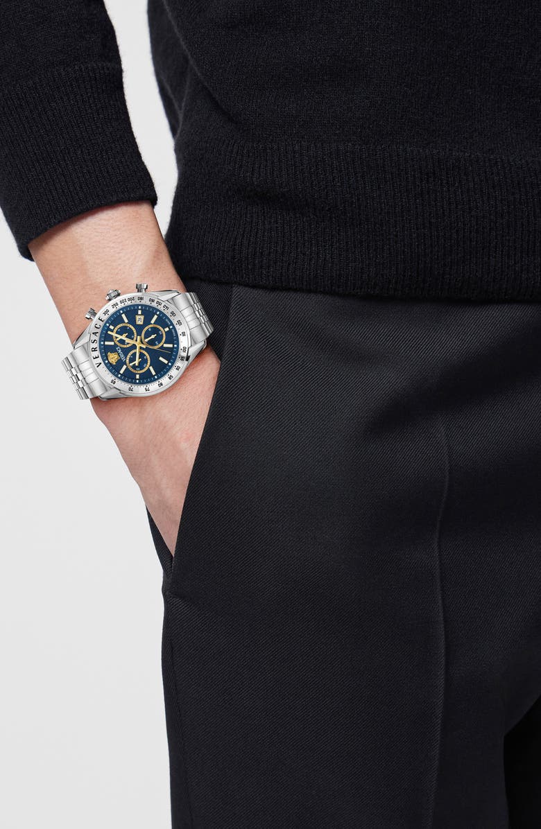 Versace Master Chronograph Bracelet Watch, 44mm, Alternate, color, Stainless Steel