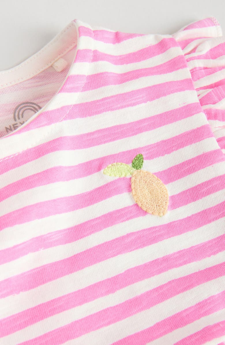 NEXT Pack of 3 Assorted Frill Cotton Rompers, Alternate, color, Pink Multi