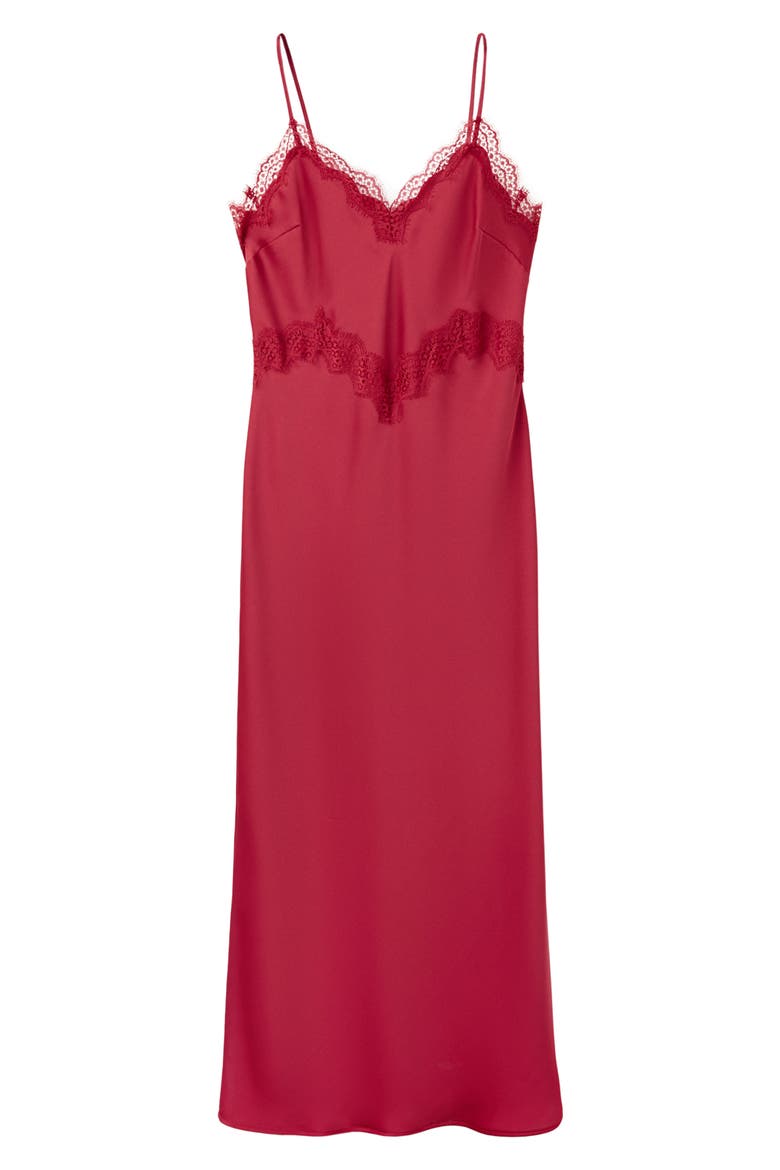 Lace Trim Satin Slipdress, Main, color, RED