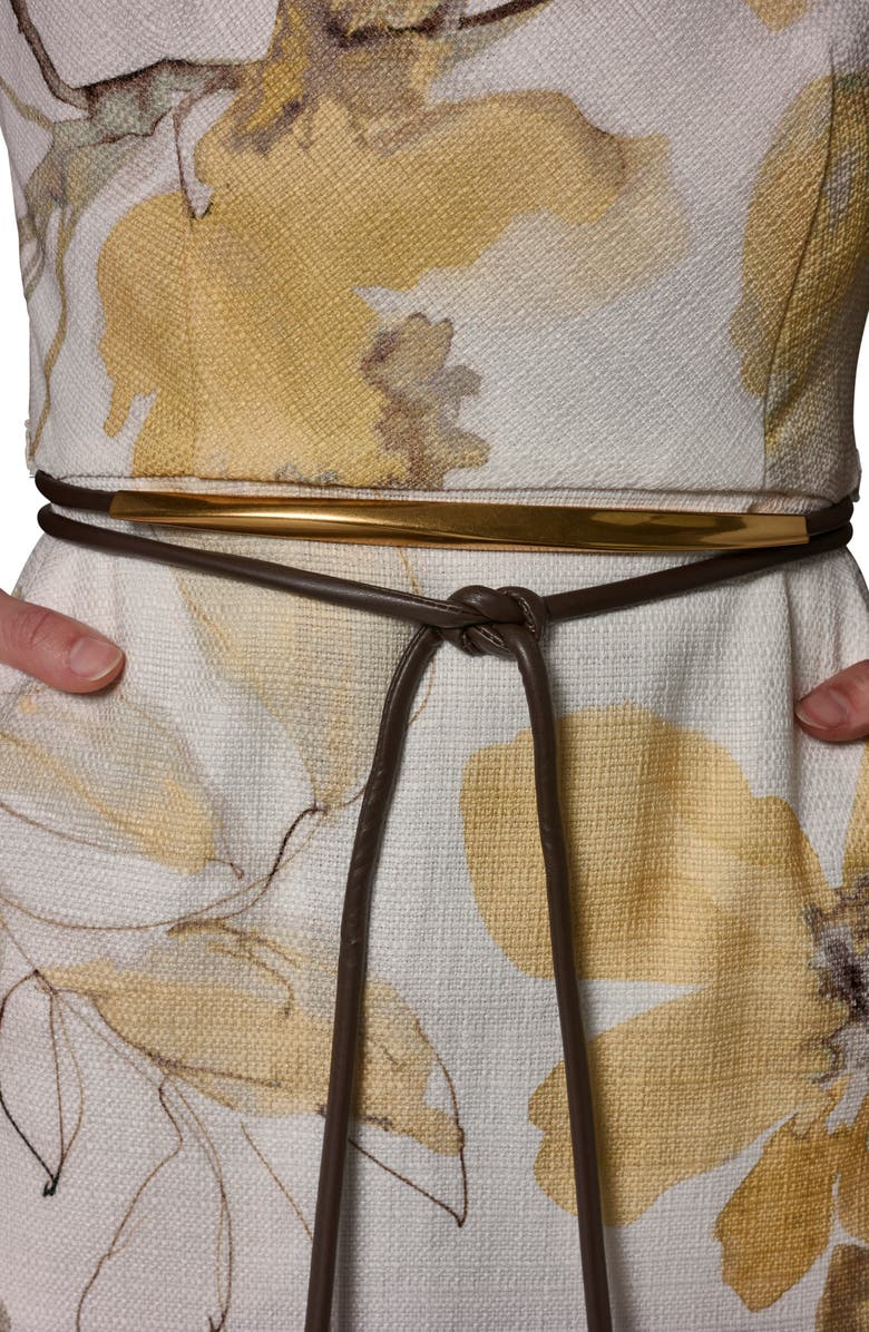 Donna Karan New York Floral Cowl Neck Sheath Dress, Alternate, color, Limoncello Multi