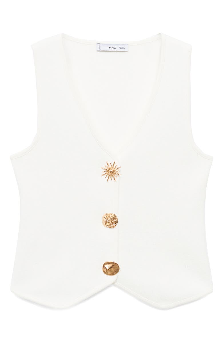 MANGO Jewel Button Knit Vest, Alternate, color, White