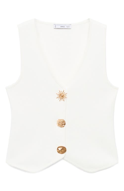 Mango Jewel Button Knit Vest In White