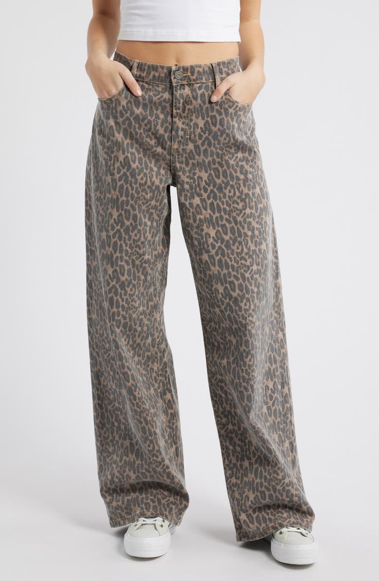 HIDDEN JEANS High Waist Baggy Wide Leg Jeans, Main, color, Khaki