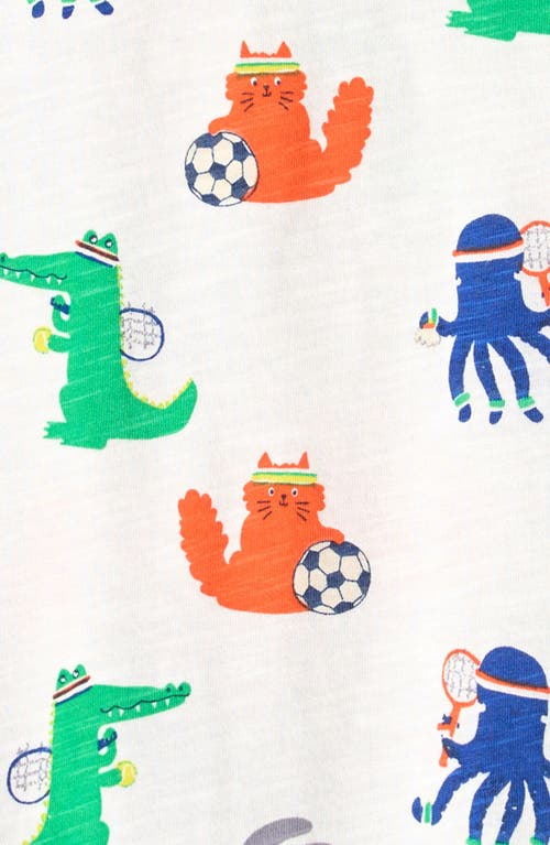 Shop Mini Boden Kids' Sporty Animals Cotton T-shirt In Ivory Sporty Animals