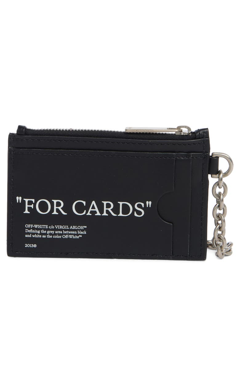 Off-White Bookish Leather Card Case & Key Ring, Alternate, color,