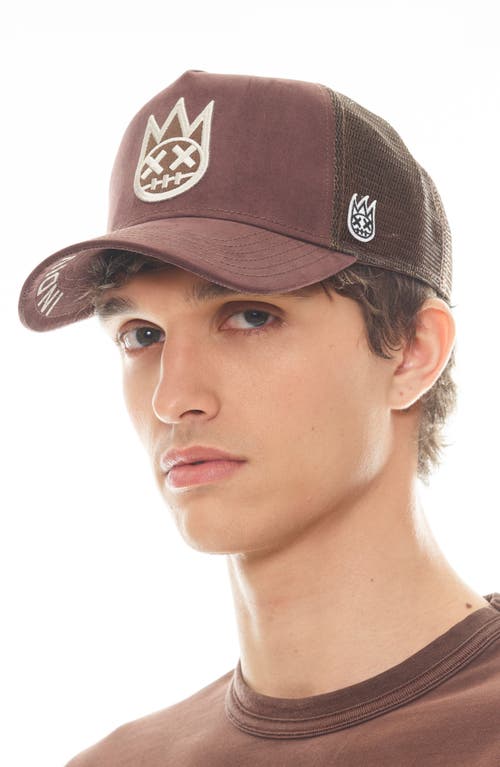 Cult Of Individuality Shimuchan Logo Mesh Back Trucker Hat In Vintage Brown In Brown