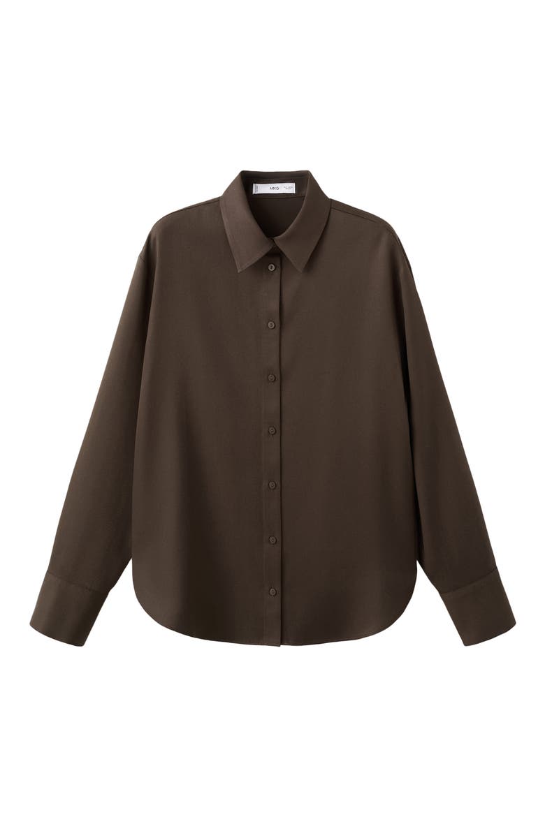 Straight Button-Up Shirt, Alternate, color, BROWN