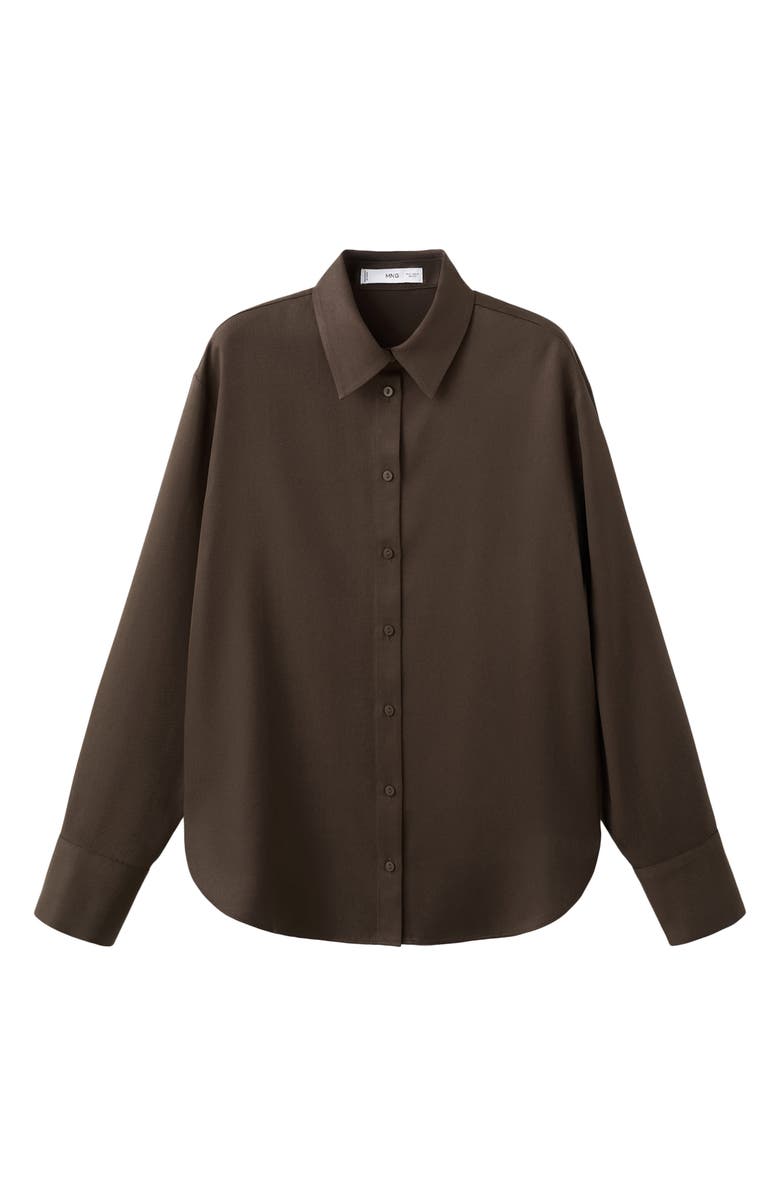 MANGO Straight Button-Up Shirt, Alternate, color, Brown