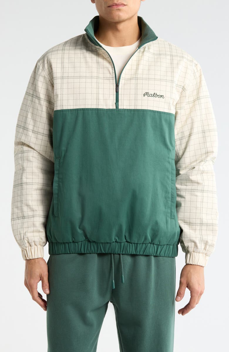 Malbon Golf Spruce Half Zip Golf Pullover, Main, color, Hunter Green / Ivory