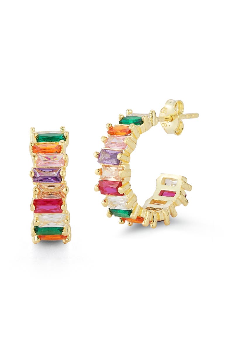 Baguette Cut Hoop Earrings, Main, color, GOLD