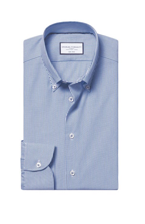 Non-Iron Stretch Pinpoint Oxford Stripe Shirt