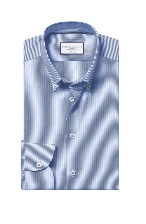 CHARLES TYRWHITT CHARLES TYRWHITT NON-IRON STRETCH PINPOINT OXFORD STRIPE SHIRT