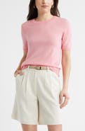 Caslon® Short Sleeve Merino Wool Blend Sweater Top
