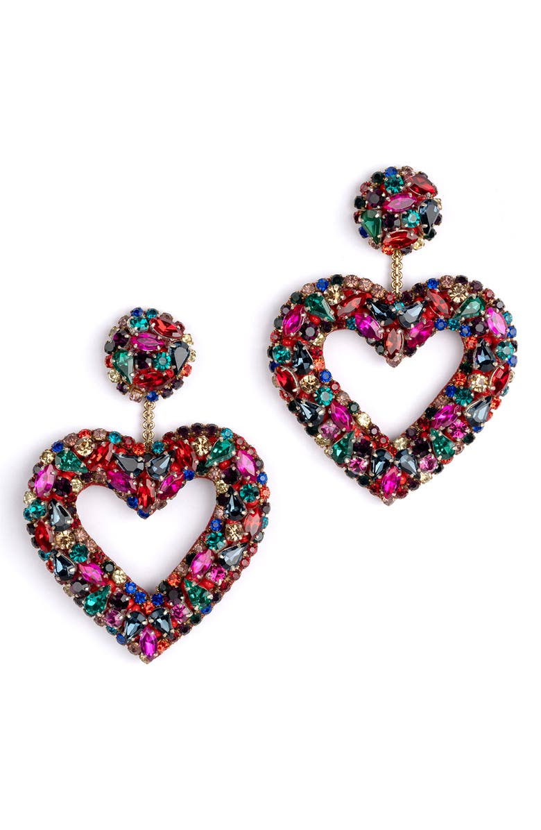 Deepa Gurnani Carolina Crystal Heart Drop Earrings, Main, color, 