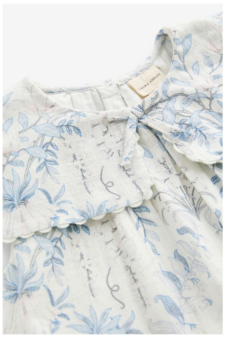 Floral Sleeveless Scallop Collar Cotton Dress, Alternate, color, WHITE/ BLUE