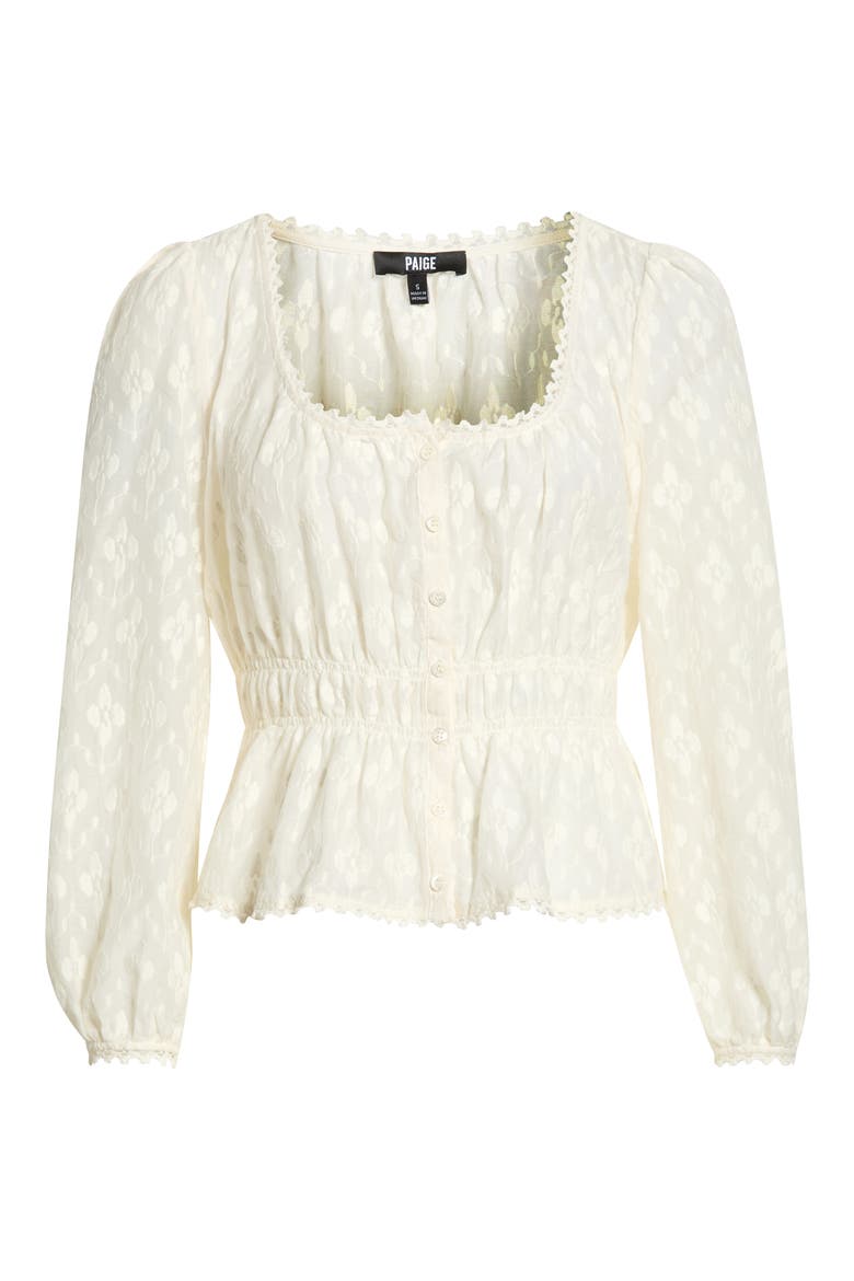 Jay Floral Burnout Button-Up Peplum Top, Alternate, color, ANTIQUE WHITE