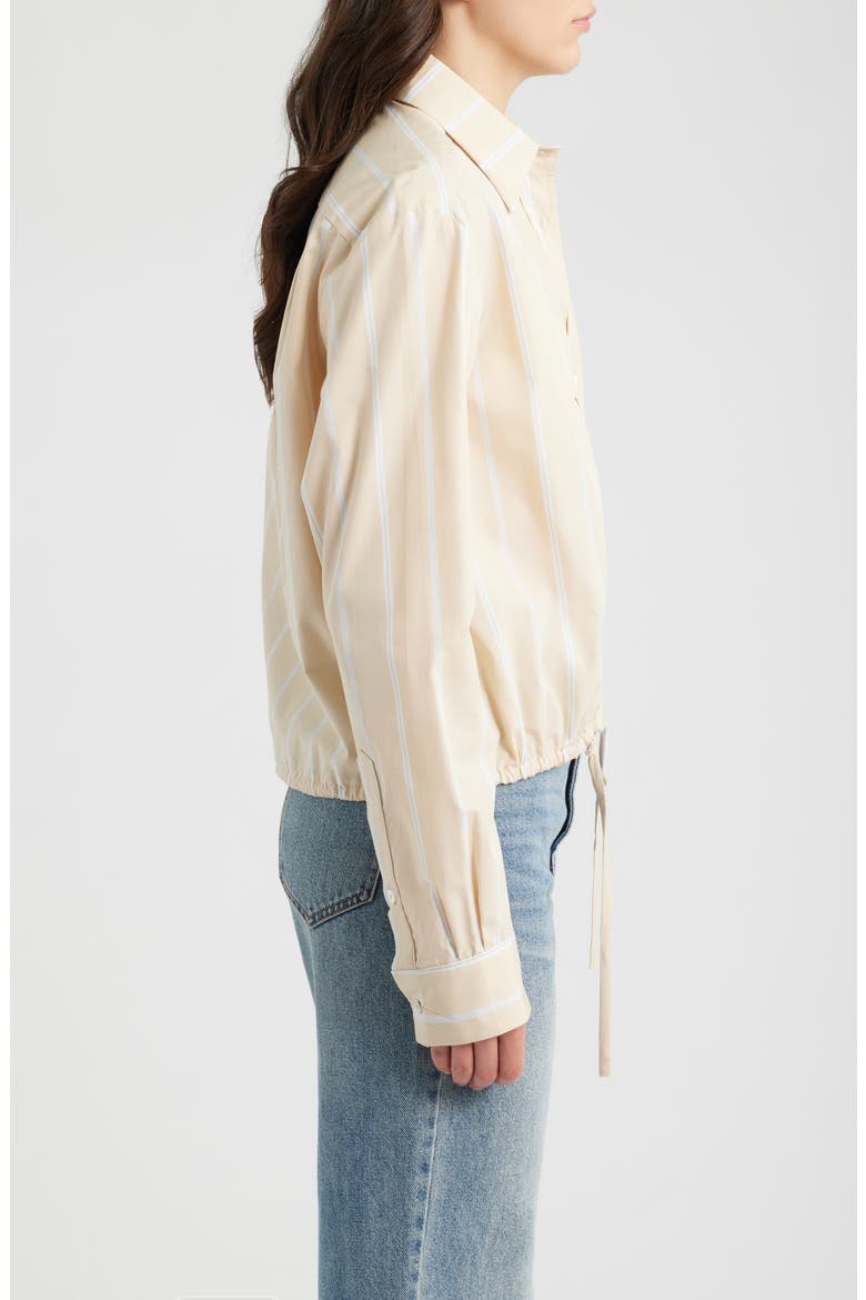 Long Sleeve Stripe Cinch Button-Up Top, Alternate, color, BARE LINE STRIPE