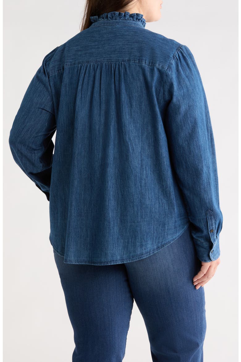 Ruffle Chambray Top, Alternate, color, DARK WASH