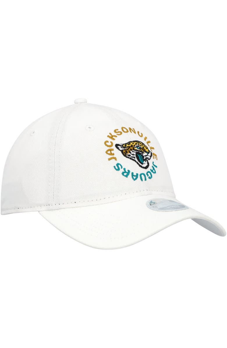New Era Women's New Era White Jacksonville Jaguars Circle Primary Logo 9TWENTY Adjustable Hat, Alternate, color,