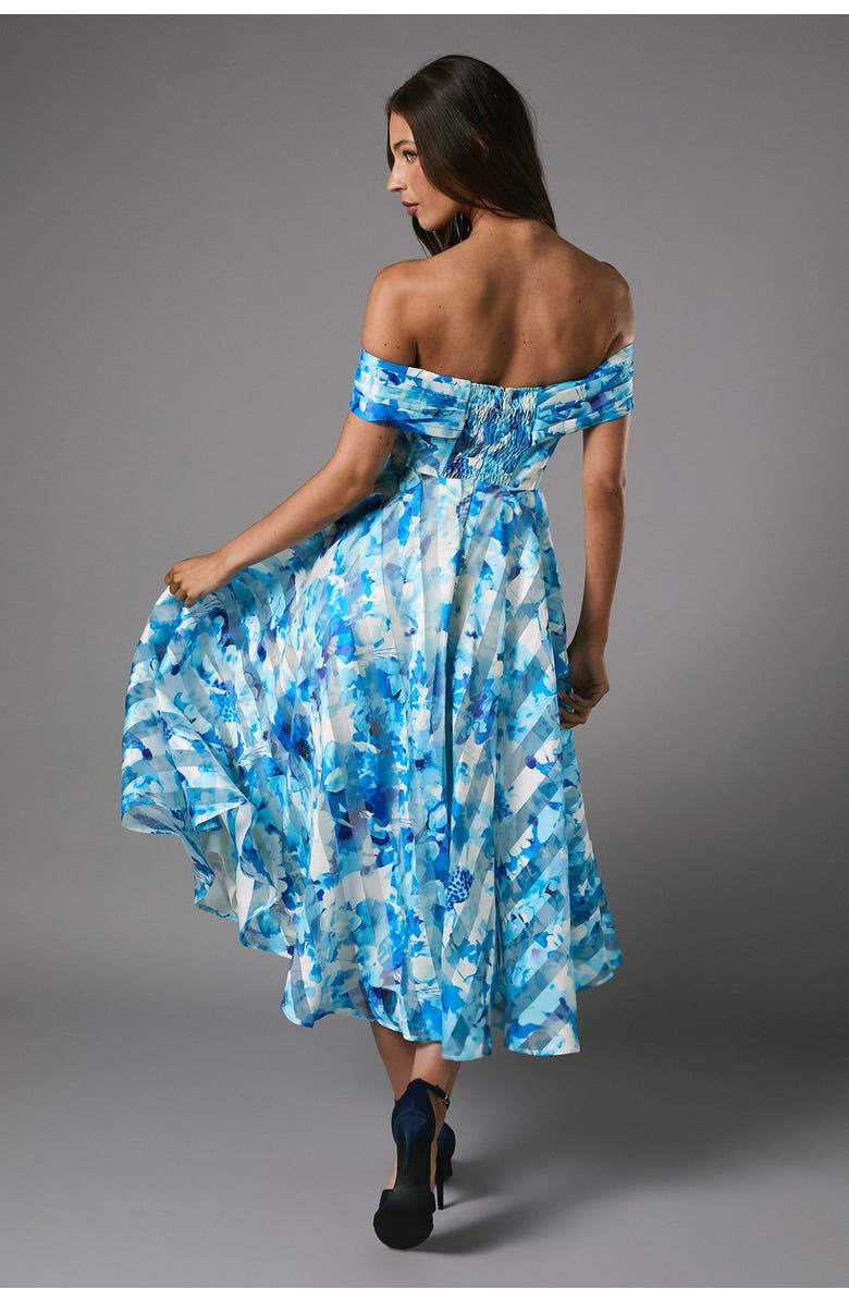 Coast Off-Shoulder Floral Statement Midi Dress, Alternate, color, Blue