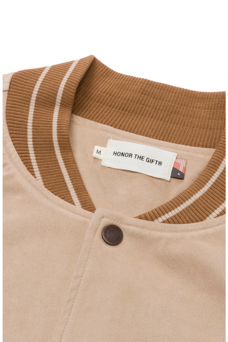 Oil Head Varsity Jacket, Alternate, color, TAN