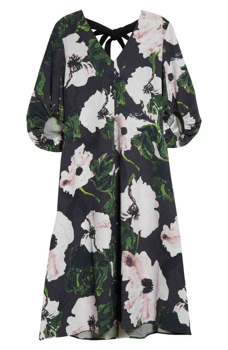 Stine Goya Floral Print Puff Sleeve Midi Dress, Alternate, color, Umber Windflower