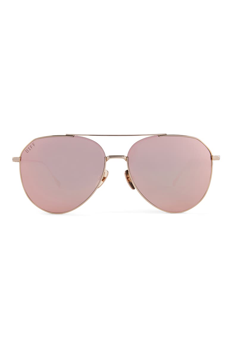 Dash 61mm Mirrored Aviator Sunglasses, Main, color, PEACH MIRROR