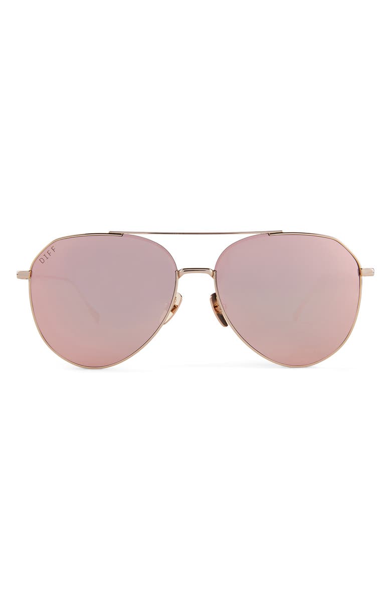 DIFF Dash 61mm Mirrored Aviator Sunglasses, Main, color,