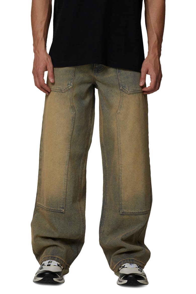 Straight Leg Double Knee Jeans, Main, color, Blue