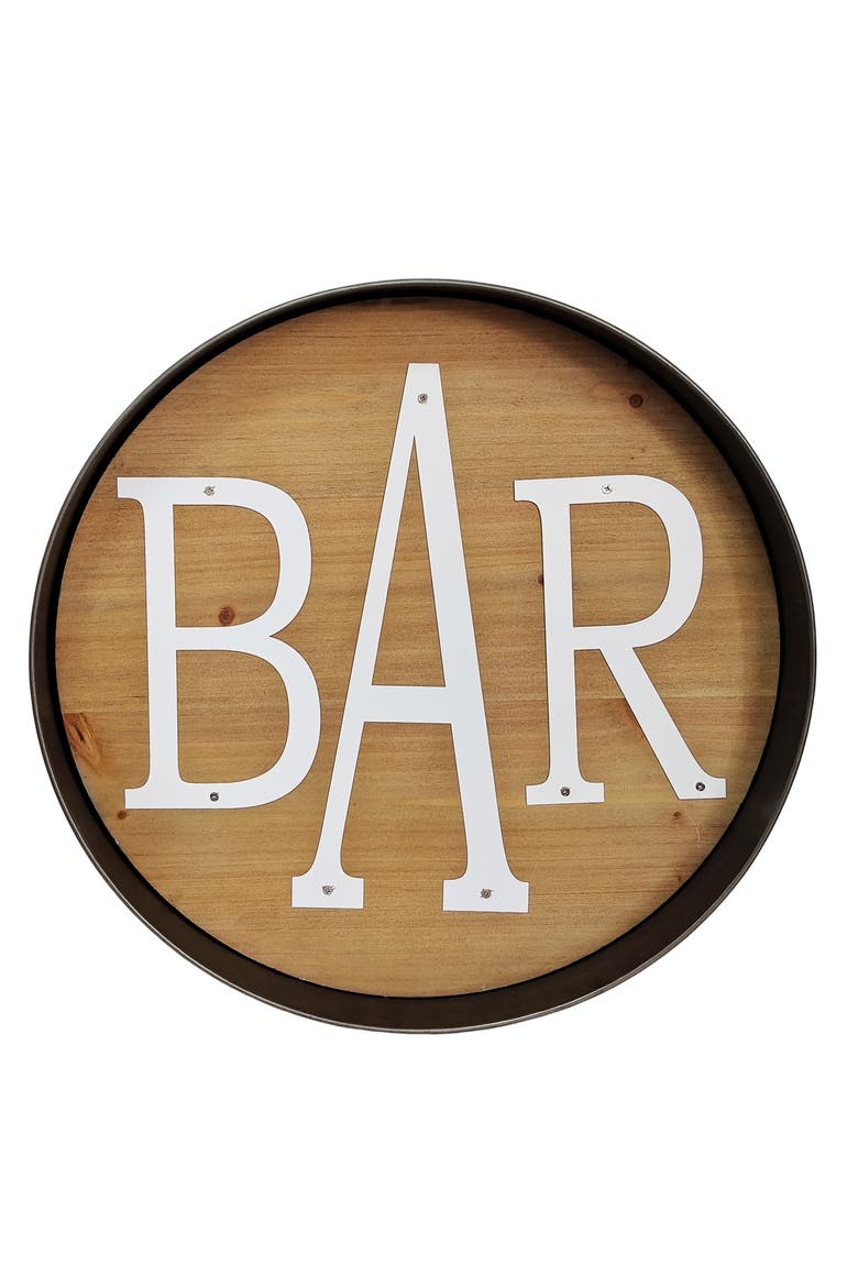 Bar Round Wall Decor, Main, color, Brown