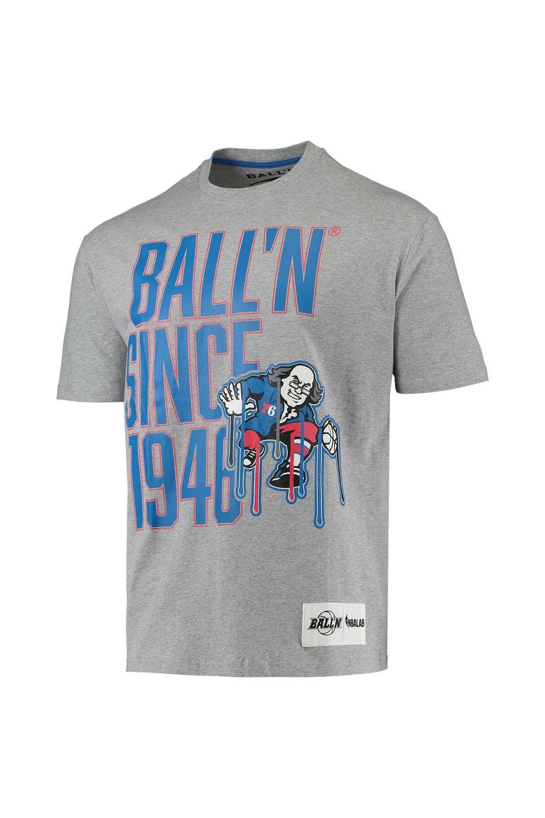 Men's BALL'N Heathered Gray Philadelphia 76ers Since 1946 T-Shirt, Alternate, color, Heather Gray