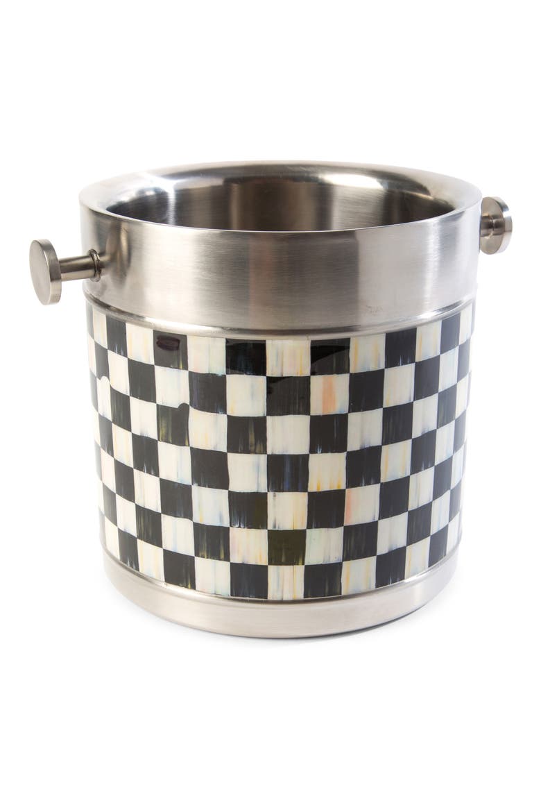 Courtly Check Ice Bucket, Main, color, BLACK/ SILVER
