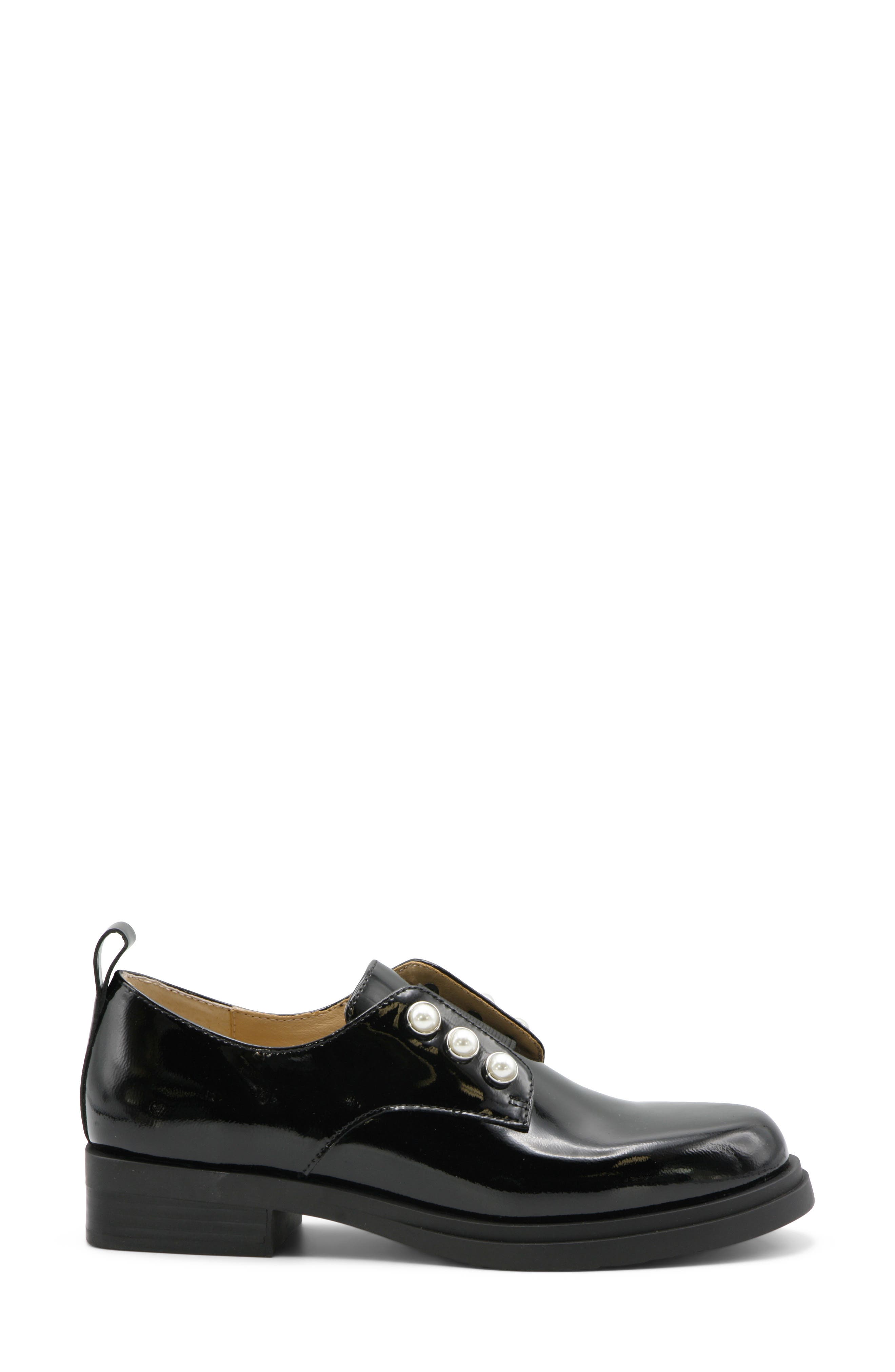 Charles David Gent Imitation Pearl Studded Loafer, Alternate, color, Black