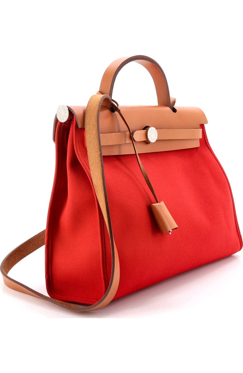 Pre-Owned Hermes Herbag Zip Leather and Toile 31, Alternate, color, Rouge Tomate