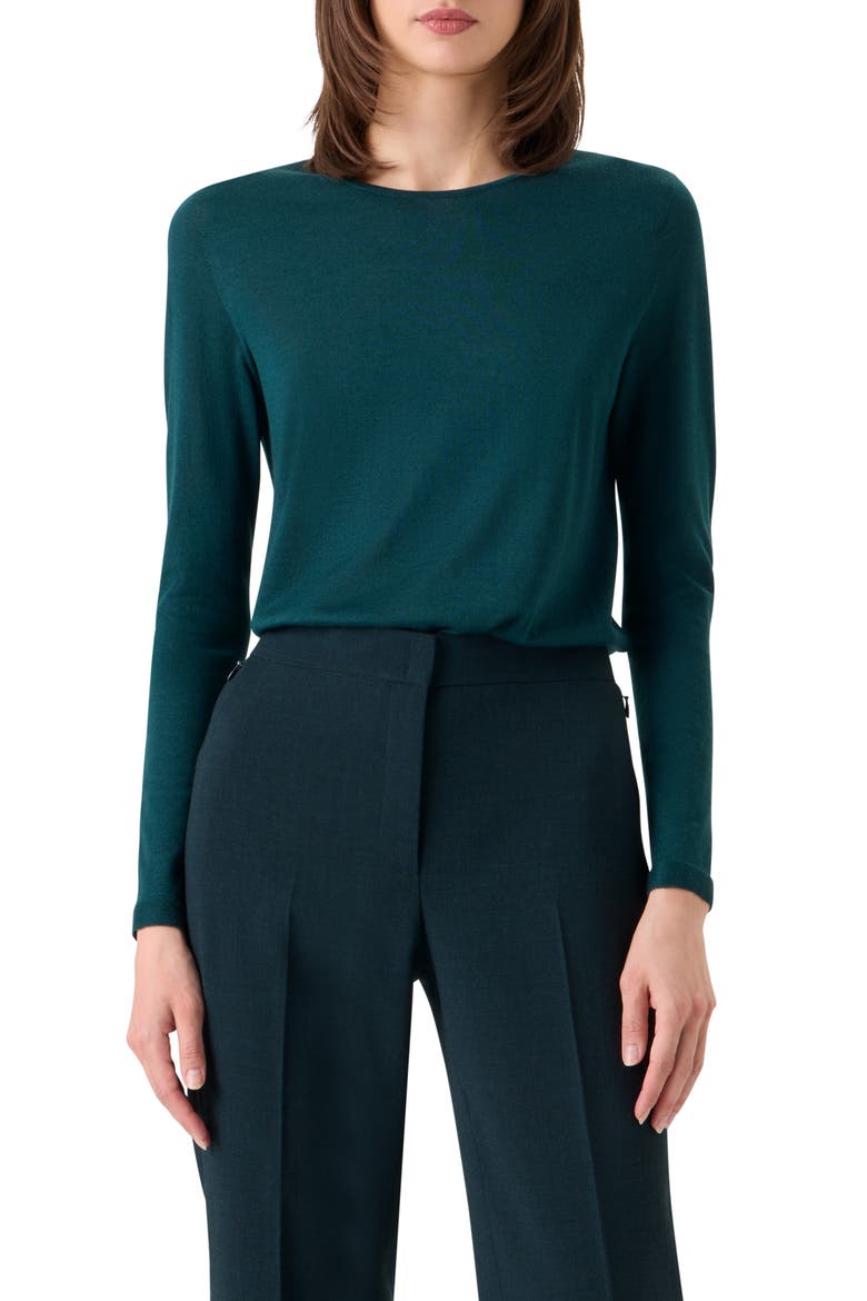 Fine Cashmere & Silk Sweater, Main, color, FOREST GREEN