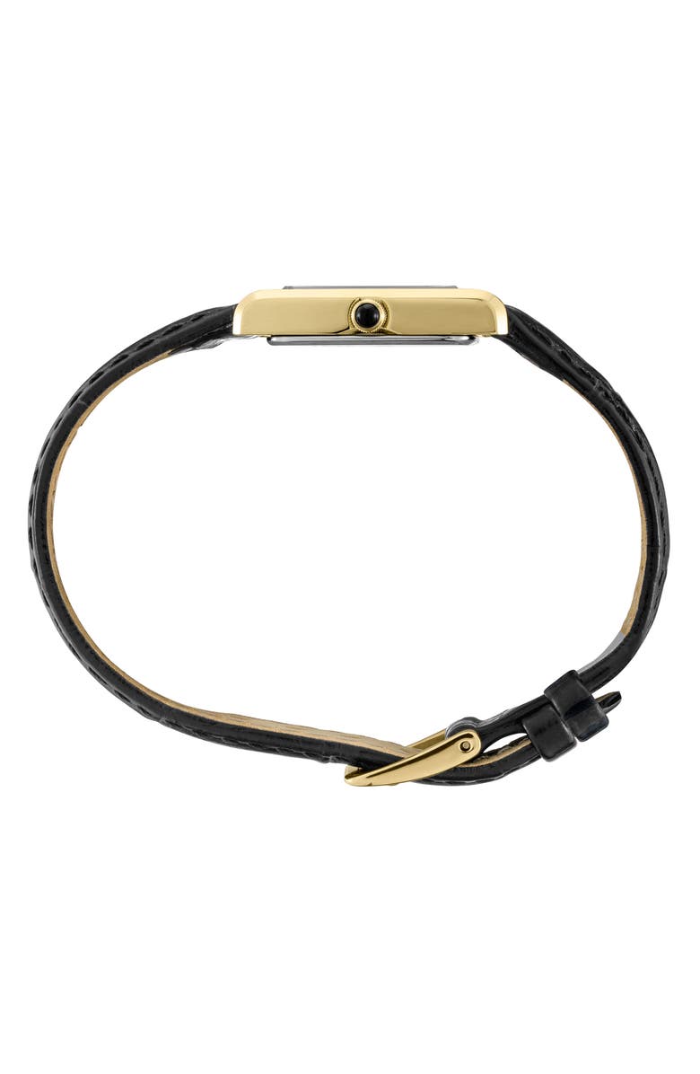 SEIKO WATCHES Essentials Tank Leather Strap Watch, 18.9mm x 26.5mm, Alternate, color, Yellow Tone