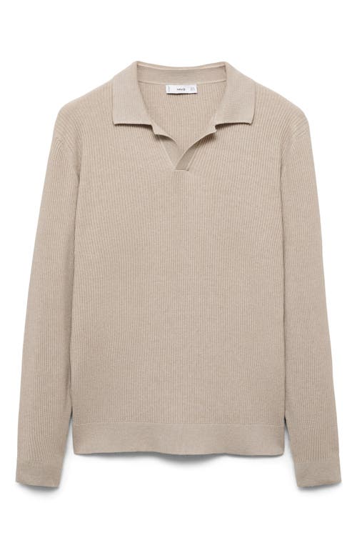 Mango Johnny Collar Rib Polo Sweater In Nude
