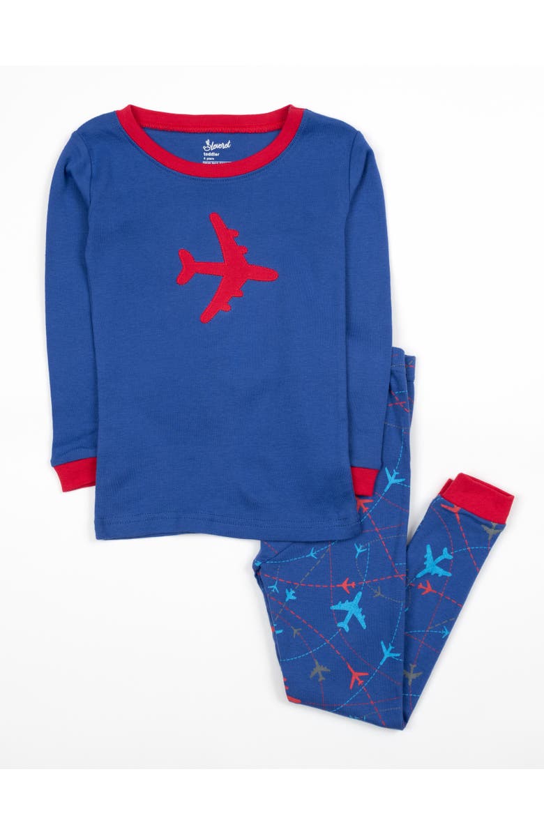 Leveret Two-Piece Printed Cotton Pajamas, Vehicles & Machines, Main, color, Airplane