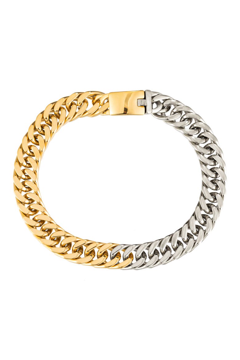 Luxe Nina Two-Tone Titanium Chain Necklace, Main, color, GOLD/ SILVER