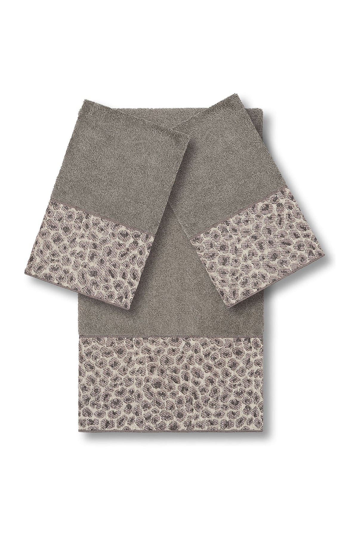 Linum Home Textiles Spots 3-Piece Embellished Towel - Dark Grey