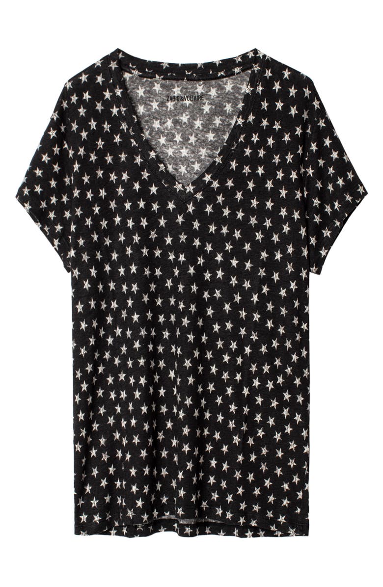 Zadig & Voltaire Archie AO Nova Metallic Star Linen T-Shirt, Alternate, color, 