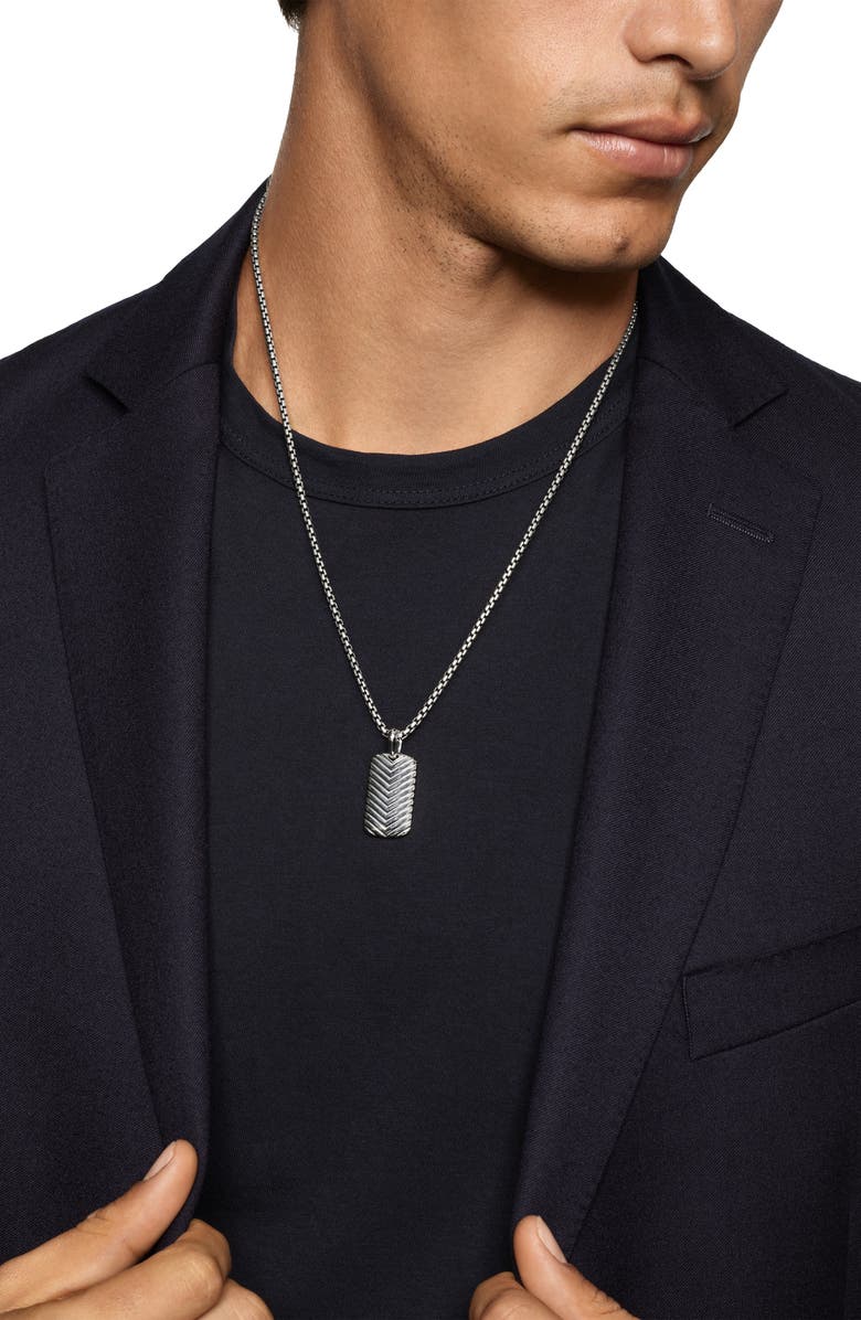 David Yurman Men's Chevron Tag in Sterling Silver, 27mm, Alternate, color, Silver