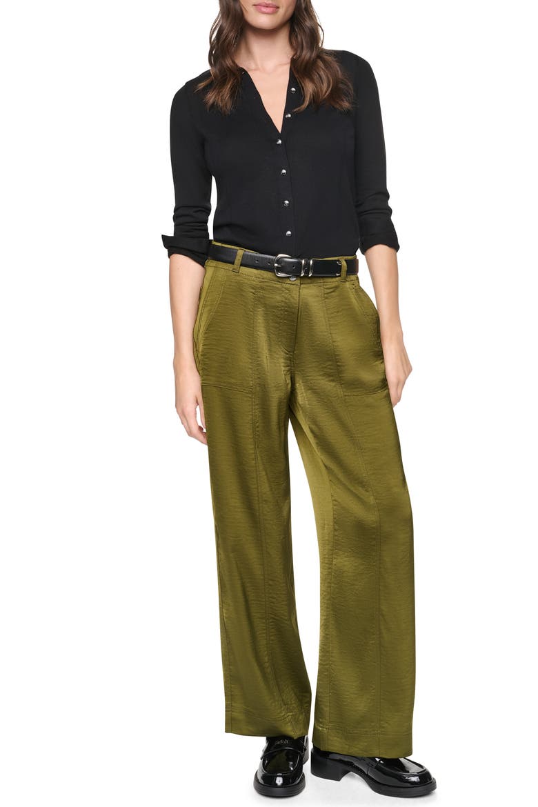 Wide Leg Glazed Pants, Alternate, color, DARK OLIVE