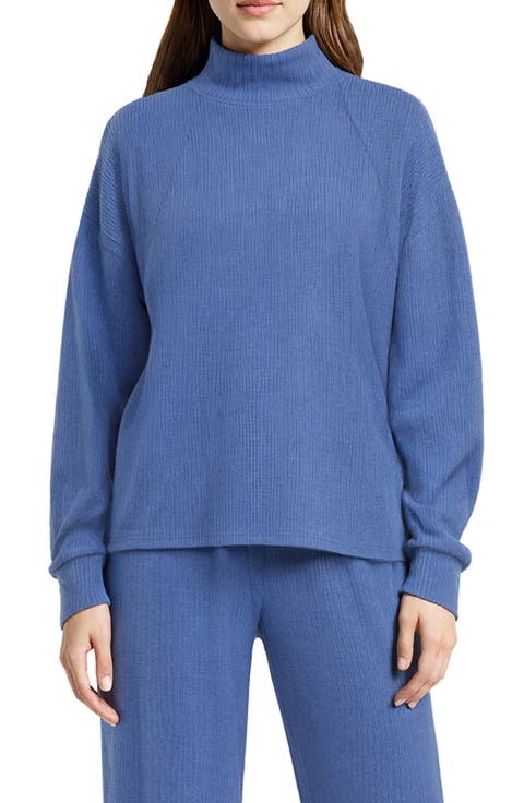 Brushed Ribbed Pullover Sweatshirt