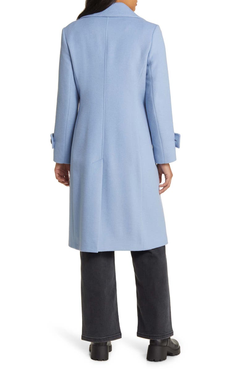 Sam Edelman Notch Collar Longline Wool Blend Coat, Alternate, color, Sky