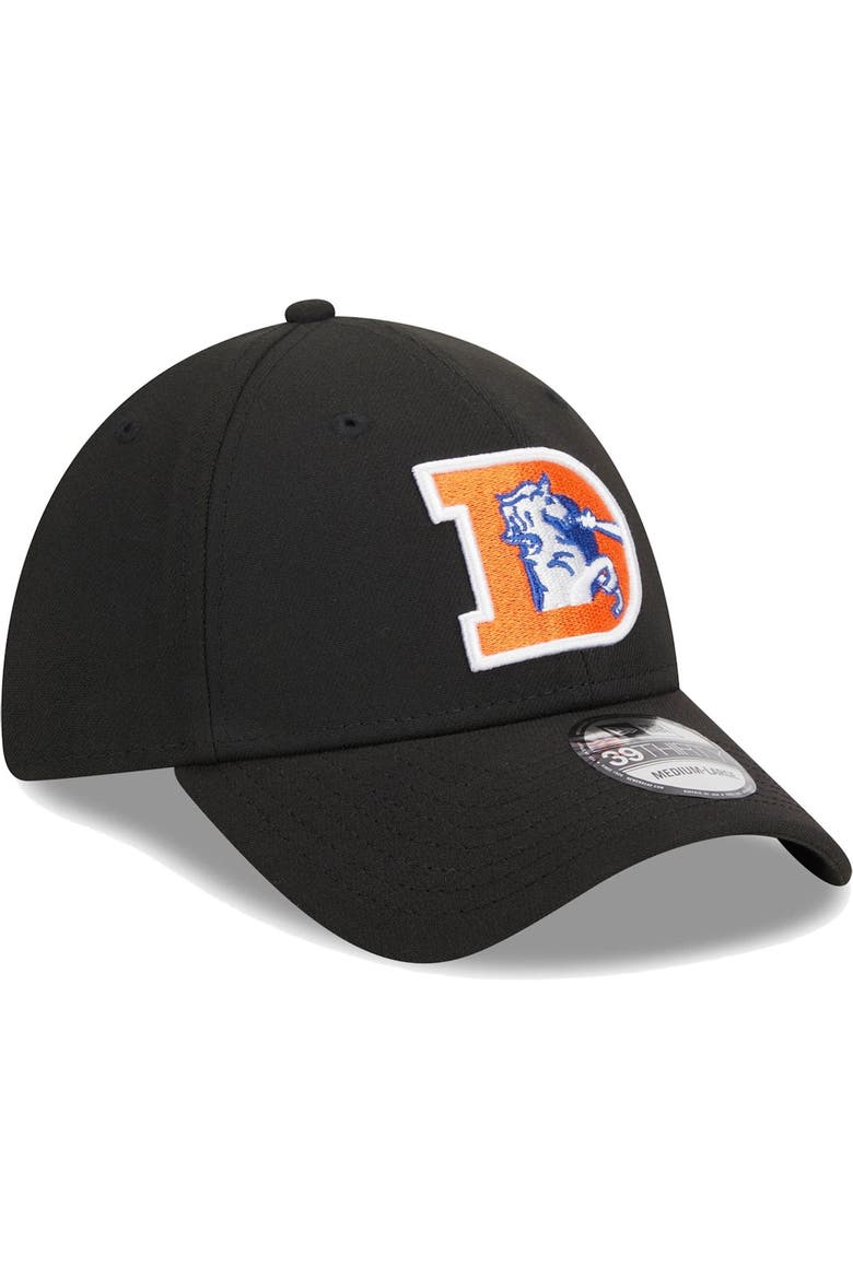 Men's New Era Black Denver Broncos Throwback Main 39THIRTY Flex Hat, Alternate, color, Black