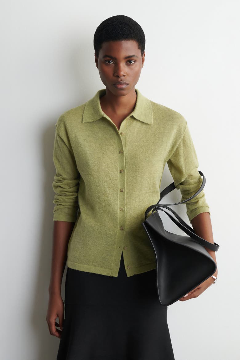 Knitted Mohair-Blend Shirt, Main, color, GREEN