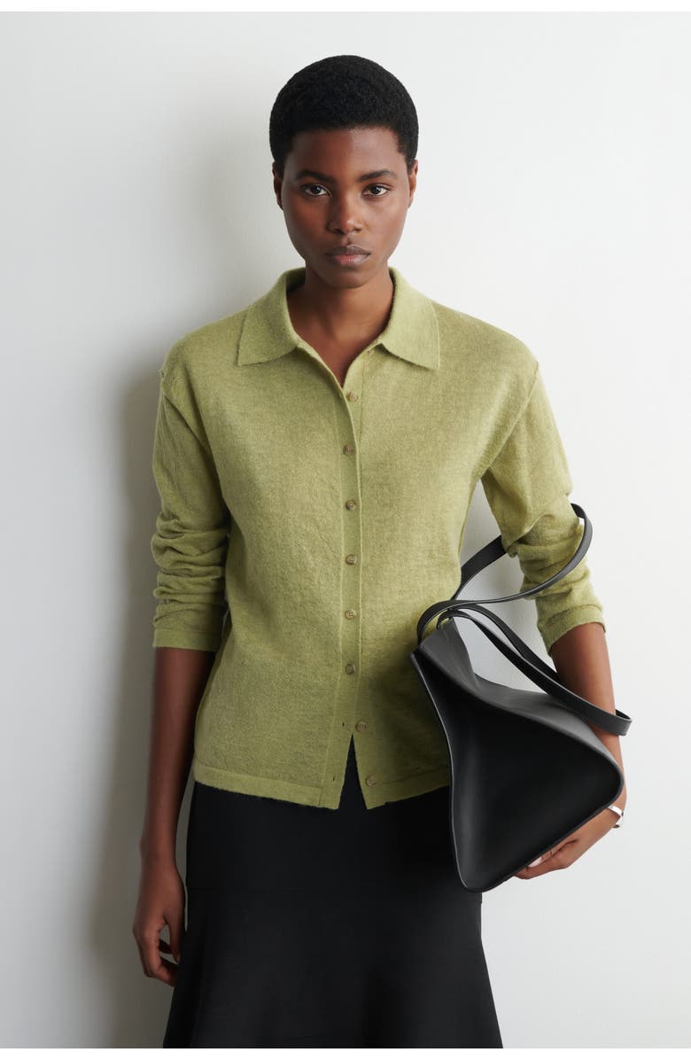 COS Knitted Mohair-Blend Shirt, Main, color, Green