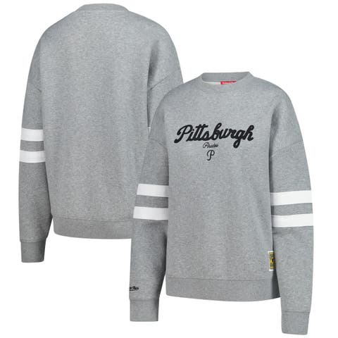 Women's Mitchell & Ness  Heather Gray Pittsburgh Pirates Lightweight Logo Pullover Sweatshirt