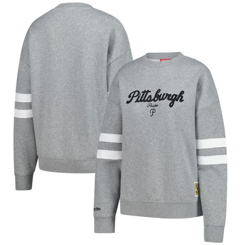 Mitchell & Ness Women's Heather Gray Pittsburgh Pirates Lightweight Logo Pullover Sweatshirt In Gray